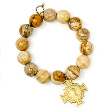 Picture Jasper with Gold Blessed Mother Cross