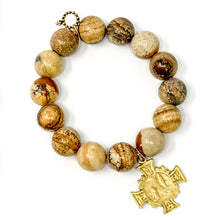 Picture Jasper with Gold Blessed Mother Cross