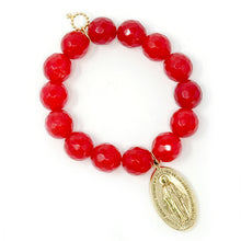 Faceted Ruby Jade with Large Classic Blessed Mother