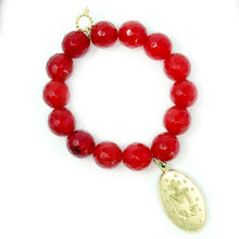 Faceted Ruby Jade with Large Classic Blessed Mother