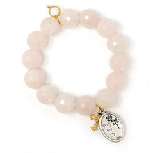 Faceted Rose Quartz with St. Therese and Pave Cross