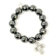 Faceted Gunmetal Hematite with Silver Classic 5-Way Cross
