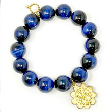 Midnight Tiger Eye with Gold Scalloped Blessed Mother