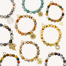 10mm Faceted Sunkissed Tiger Eye with White Blessed Mother