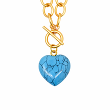 Heart & Soul Blue Howlite Heart with Circle Loop Toggle Necklace