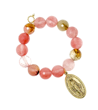 Faceted Cherry Quartz with Large Classic Blessed Mother