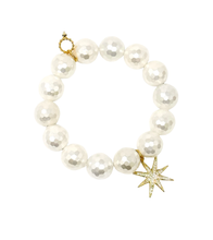 Faceted Mother of Pearl with Gold Pave Starburst