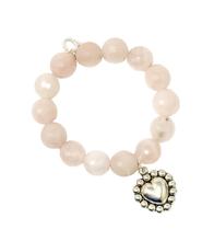 Faceted Rose Quartz with Silver Puffy Heart