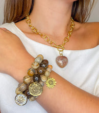 10mm Faceted Granite Jasper with Silver Dandelion Wishes Come True