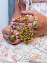 Gold Rope Chain with Gold Ruffle Blessed Mother & Pearl Cross