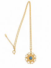 34" Paperclip Necklace with Blue Enameled Blessed Mother