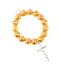 Gold Iridescent Quartz with Large Silver Rustic Cross
