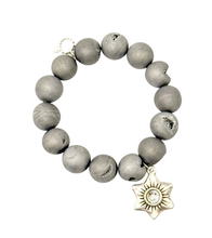 Grey Druzy Agate with Silver Star of Hope
