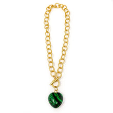 Heart & Soul Malachite Agate Heart with Circle Loop Toggle Necklace
