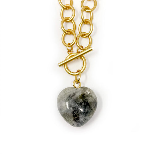 Heart & Soul Labradorite Heart with Circle Loop Toggle Necklace
