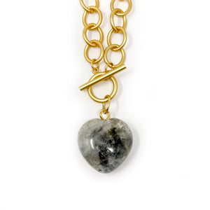 Heart & Soul Labradorite Heart with Circle Loop Toggle Necklace