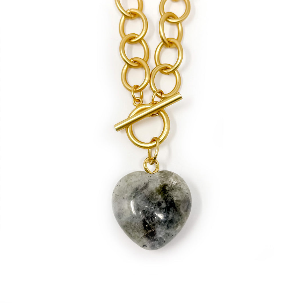 Heart & Soul Labradorite Heart with Circle Loop Toggle Necklace