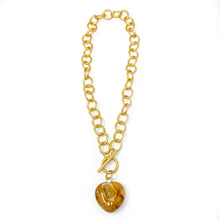 Heart & Soul Desert Sand Agate Heart with Circle Loop Toggle Necklace