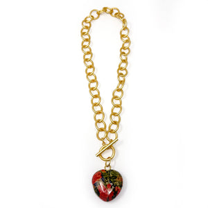 Heart & Soul Unakite with Circle Loop Toggle Necklace