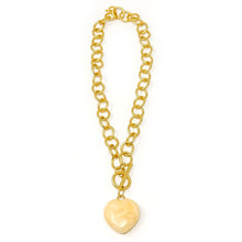 Heart & Soul Honeysuckle Agate Heart with Circle Loop Toggle Necklace