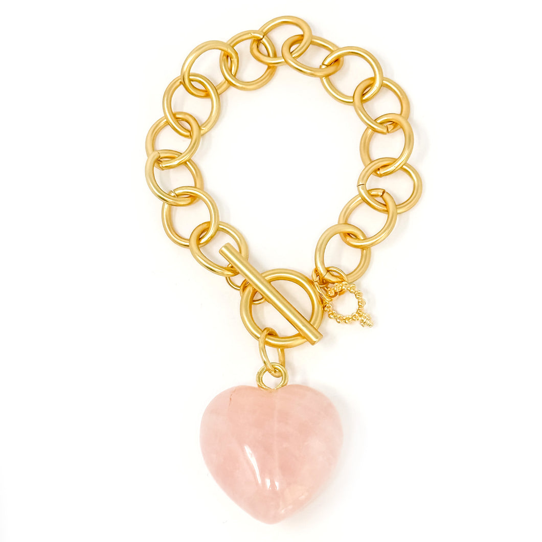 Heart & Soul Rose Quartz Heart with Circle Loop Bracelet