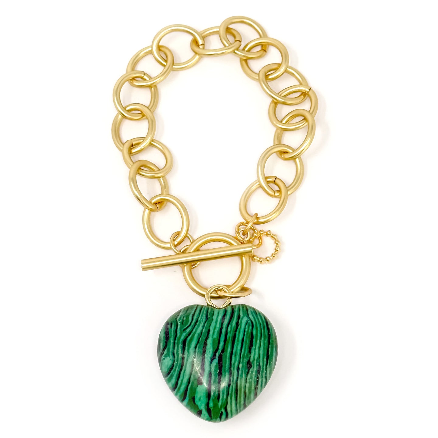 Heart & Soul Malachite Agate Heart with Circle Loop Bracelet