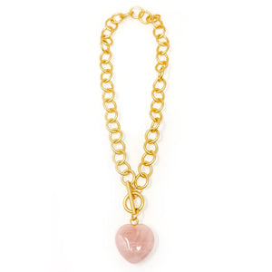 Heart & Soul Rose Quartz with Circle Loop Toggle Necklace