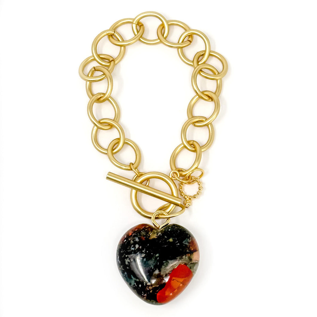 Heart & Soul Redwoods Jasper Heart with Circle Loop Bracelet