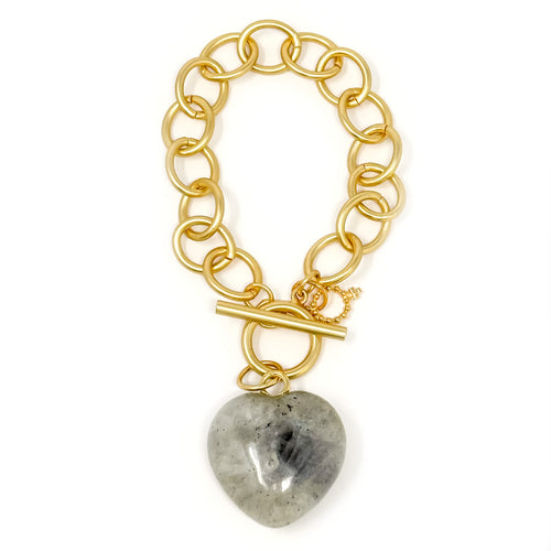 Heart & Soul Labradorite Heart with Circle Loop Bracelet