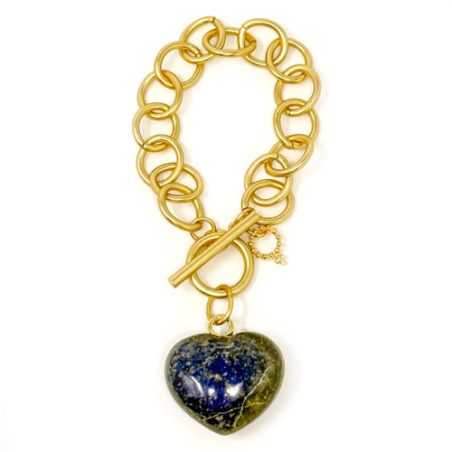 Heart & Soul Lapis Heart with Circle Loop Bracelet