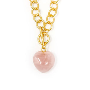 Heart & Soul Rose Quartz with Circle Loop Toggle Necklace