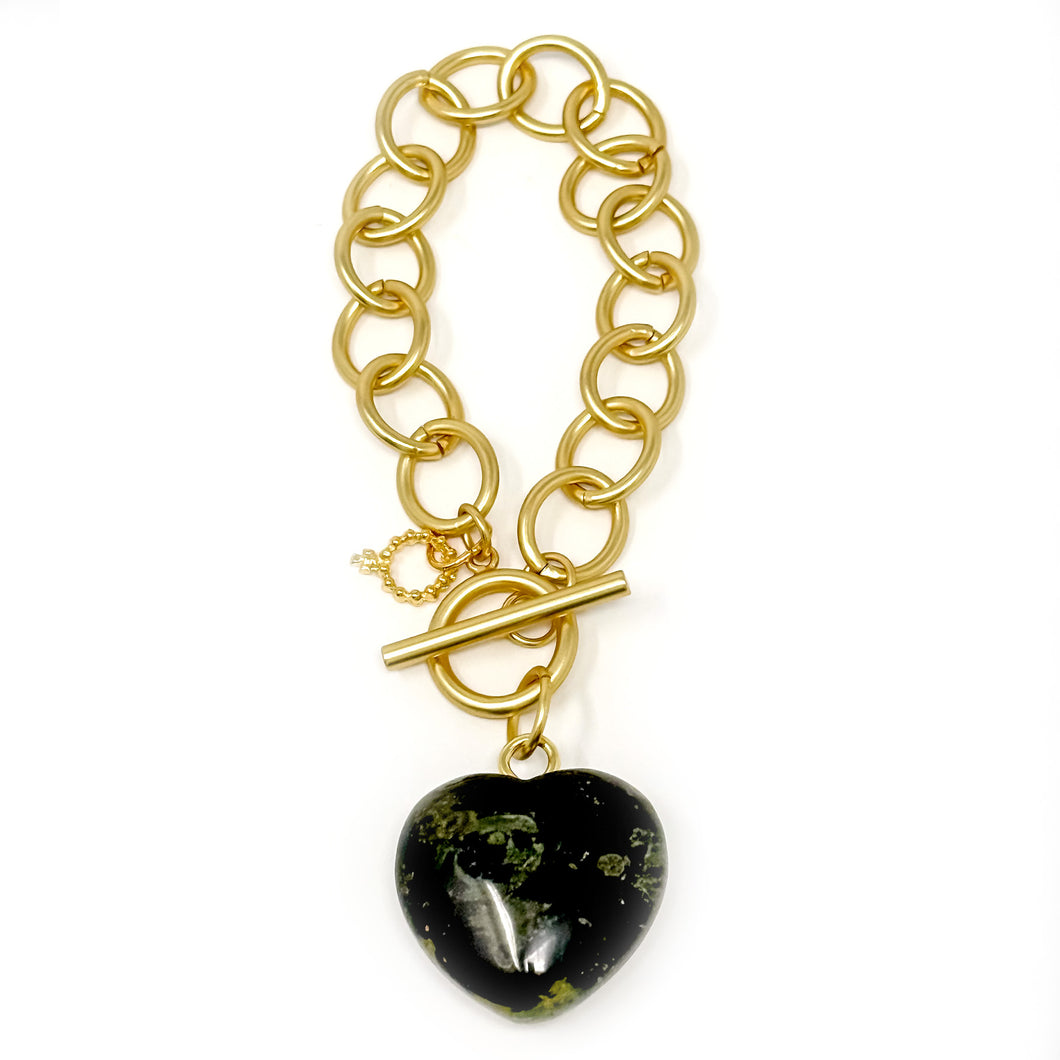 Heart & Soul Forest Jasper Heart with Circle Loop Bracelet