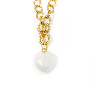 Heart & Soul White Jade Heart with Circle Loop Toggle Necklace