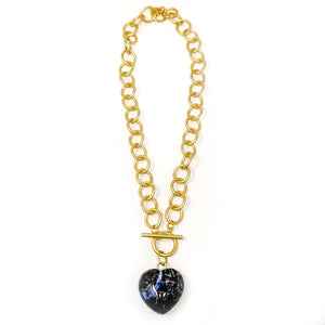 Heart & Soul Dumortierite Heart with Circle Loop Toggle Necklace