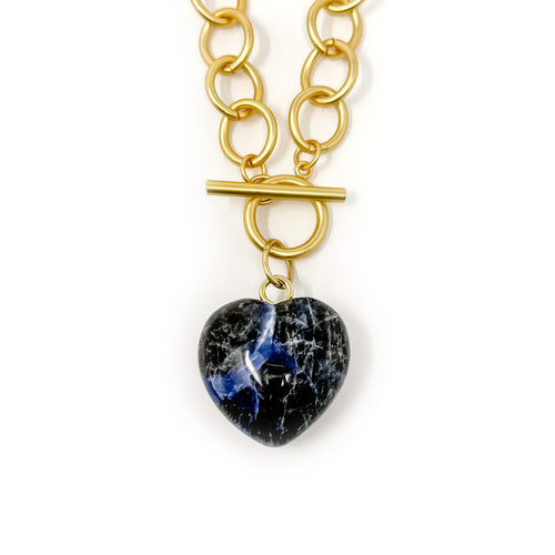 Heart & Soul Dumortierite Heart with Circle Loop Toggle Necklace