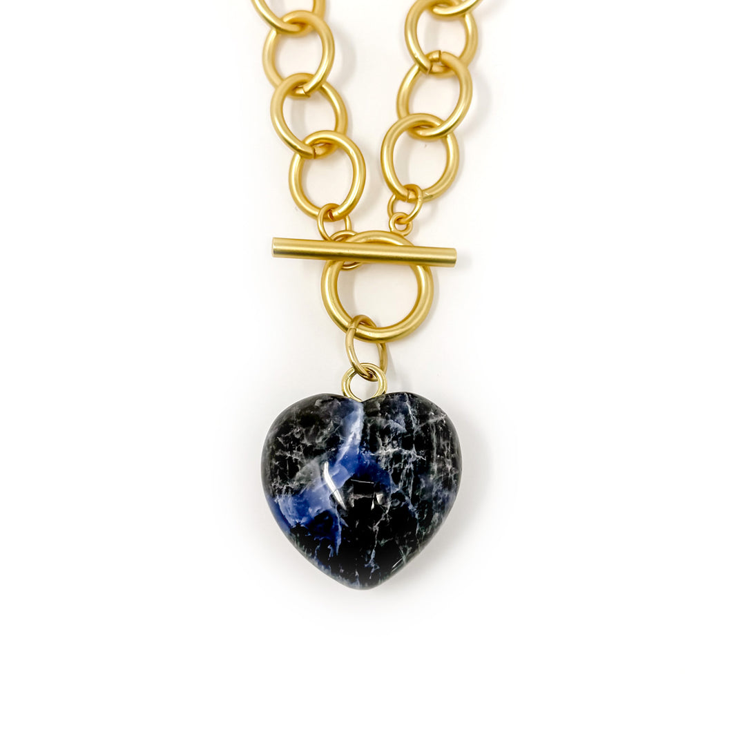 Heart & Soul Dumortierite Heart with Circle Loop Toggle Necklace