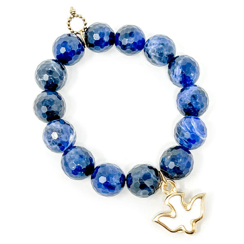 Faceted Dumortierite with with Gold Holy Spirit