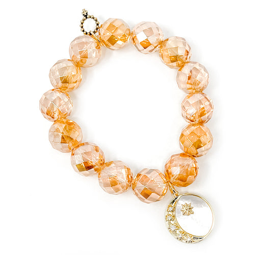 Faceted Iridescent Gold Quartz with Mother of Pearl Over the Moon