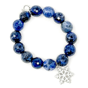 Faceted Dumortierite with White Enameled Snowflake