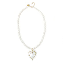 16" Seed Pearl Necklace with Pearl Surround Mother of Pearl Heart