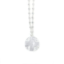 18" Silver Crystal Bezel Necklace with Matte Silver Lord's Prayer Cross