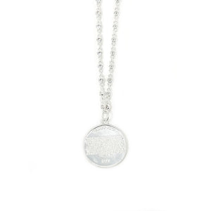 18" Silver Crystal Bezel Necklace with Matte Silver Lord's Prayer Cross