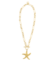 Heirloom Modern Paperclip Necklace with Matte Gold Starfish