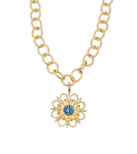 Heirloom Circle Loop Necklace with Blue Enameled Blessed Mother