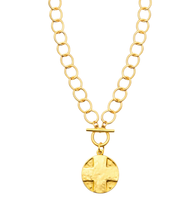 Heirloom Circle Loop Necklace with Matte Gold Lord's Prayer