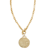 Heirloom Modern Paperclip Necklace with Large Ancient Coin