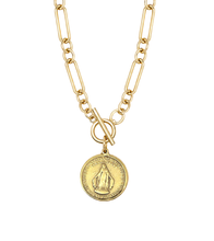 Heirloom Modern Paperclip Necklace with Round Blessed Mother