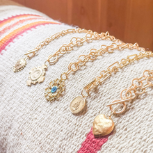 Heirloom Circle Loop Necklace with Blue Enameled Blessed Mother