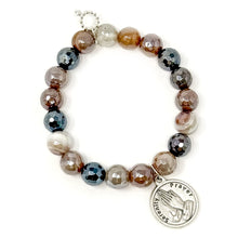 10mm Macchiato Agate with Small Silver Serenity Prayer