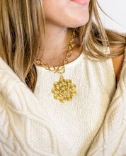 Heirloom Circle Loop Necklace with Matte Gold Spiral Pendant